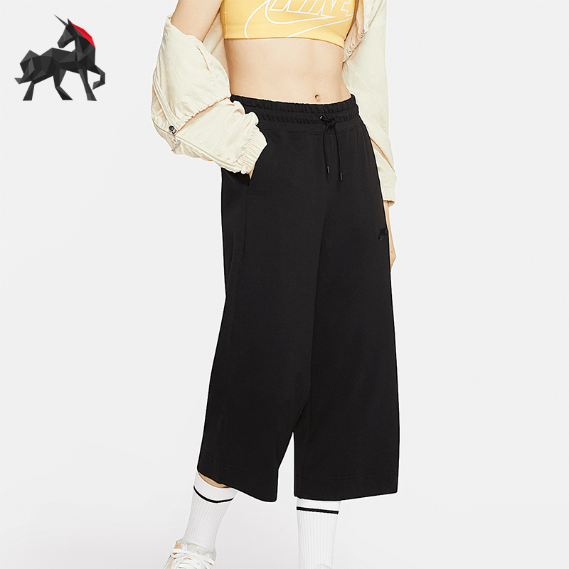 Nike/耐克正品2025女士日常松紧腰直筒运动七分中长裤CJ3749-010