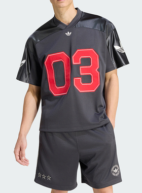 Adidas/阿迪达斯正品三叶草男士运动复古梭织球衣短袖T恤KU9215
