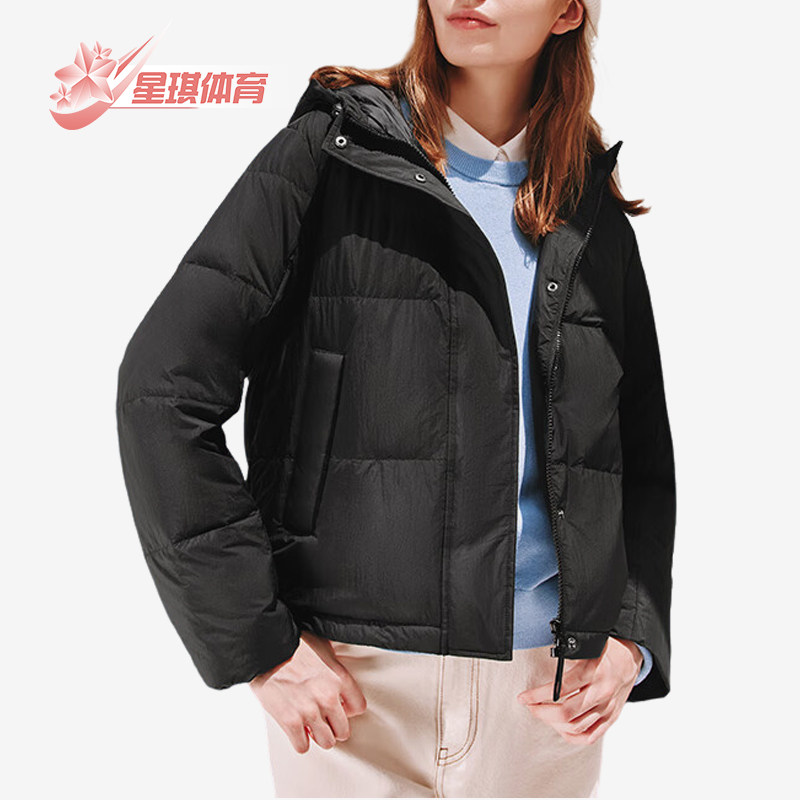 Skechers/斯凯奇正品新款女士连帽梭织短款保暖羽绒服外套