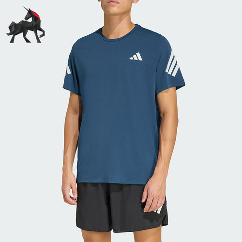 Adidas/阿迪达斯正品2026男士圆领舒适经典跑步运动短袖T恤JZ7692