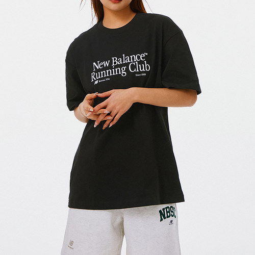 New Balance/NB正品新款男士字母印花针织复古短袖T恤NEE11251-BK