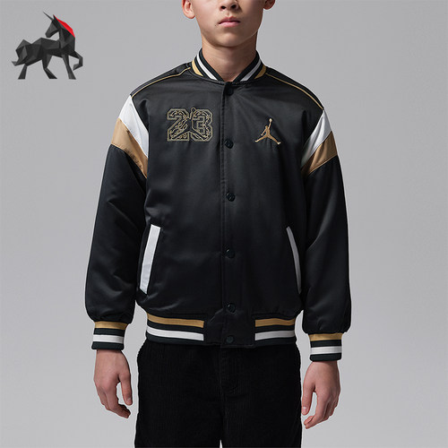 Nike/耐克正品JORDAN大童休闲拼接刺绣立领运动外套IU5375-010