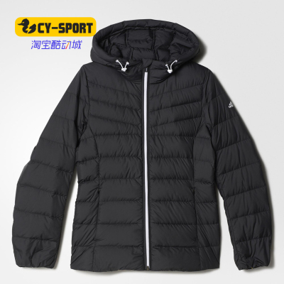 Adidas/阿迪达斯正品冬季女子新款保暖短款运动连帽羽绒服AY4062