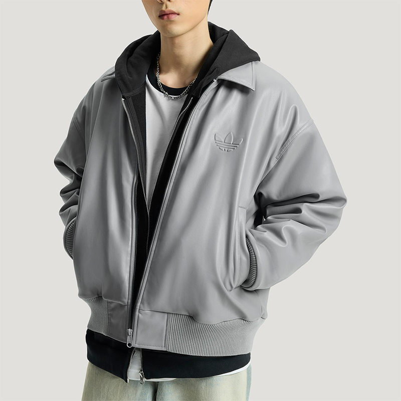 Adidas/阿迪达斯正品三叶草男士翻领休闲加绒运动夹克外套IA7526