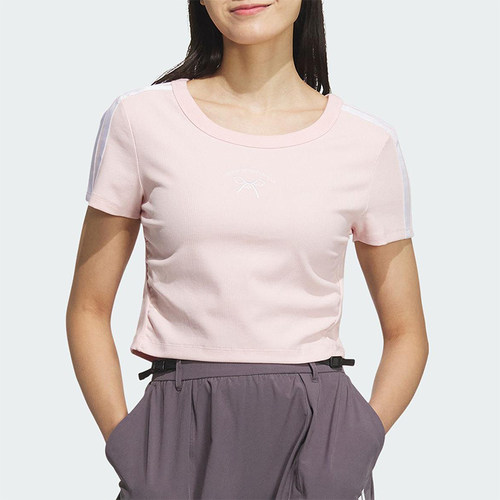 Adidas/阿迪达斯正品2025新款女士经典简约三条纹短袖T恤JY7650