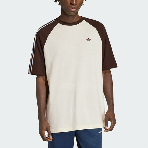 Adidas/阿迪达斯正品三叶草男条纹休闲针织经典宽松短袖T恤HZ3830