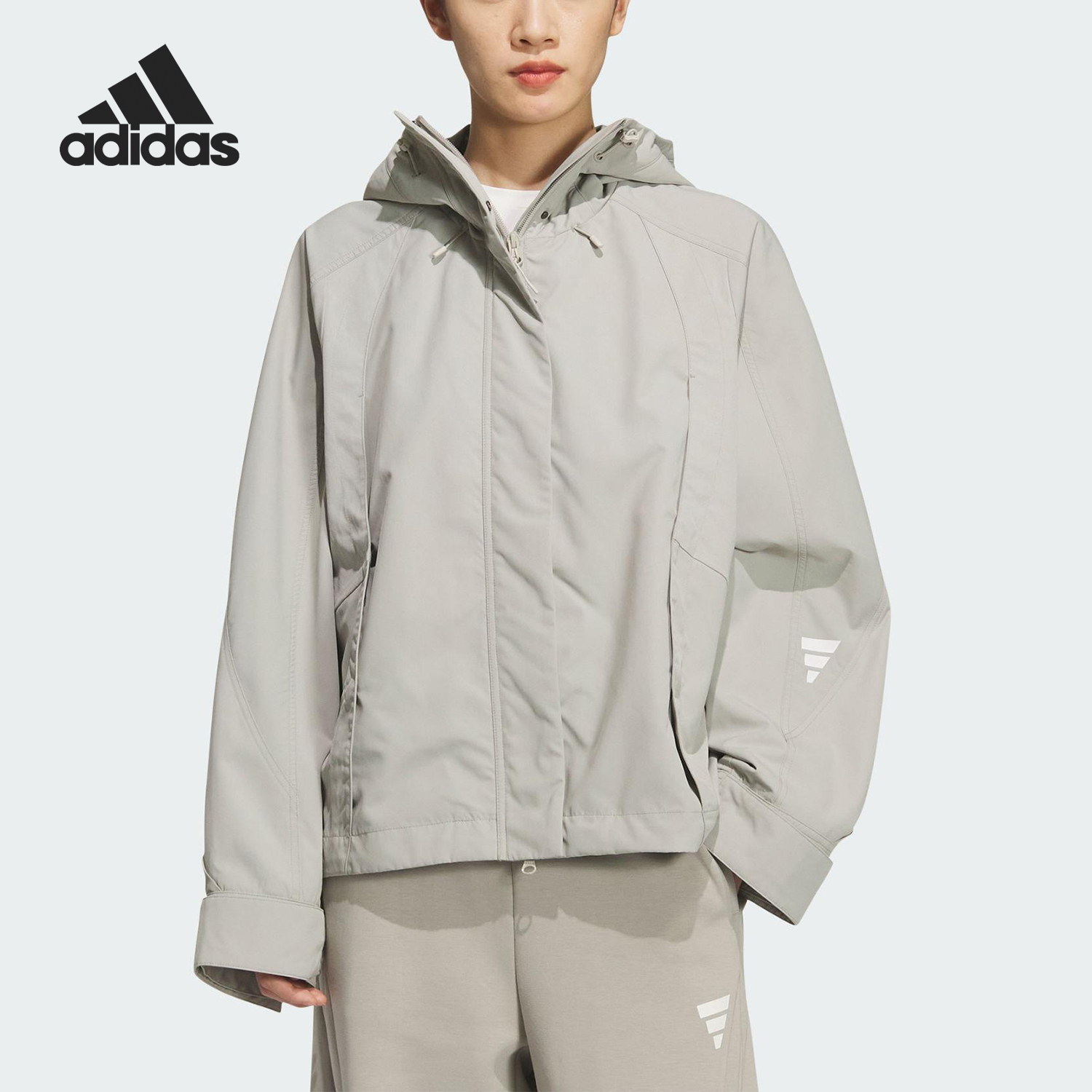 Adidas/阿迪达斯正品2025秋季款女士连帽梭织保暖外套KS0066