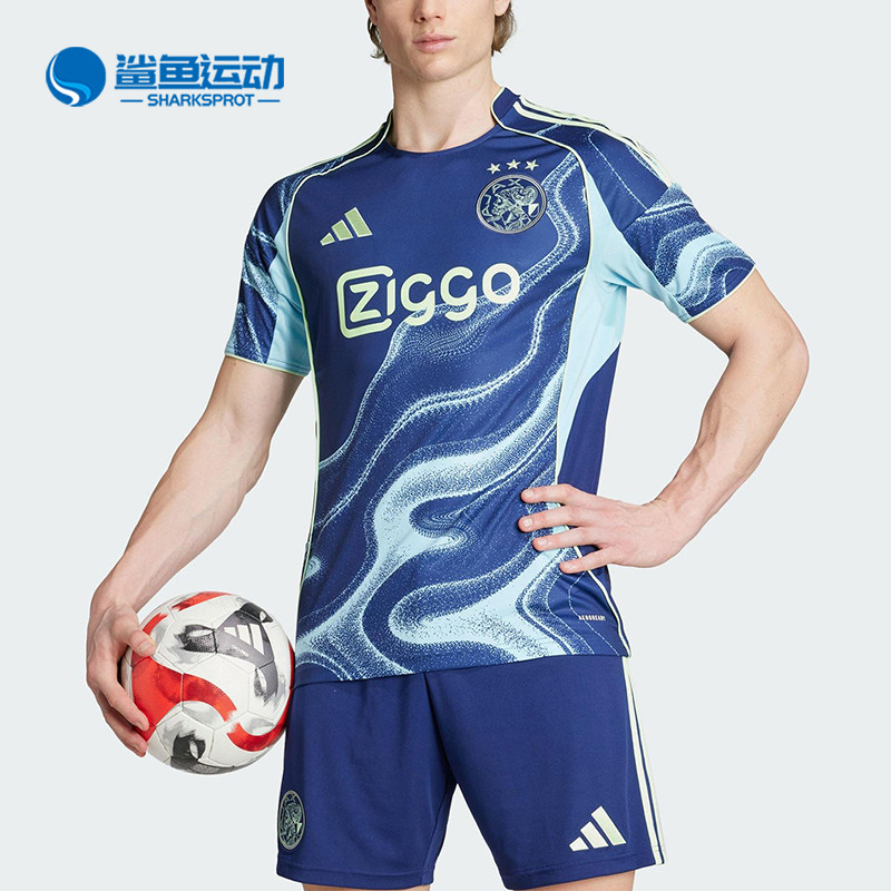 Adidas/阿迪达斯正品新款男士蓝浅蓝色足球经典短袖球衣JP1447