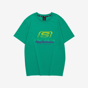 SLEEVE Skechers 斯凯奇正品 SHORT T恤 TEE男女运动印花短袖