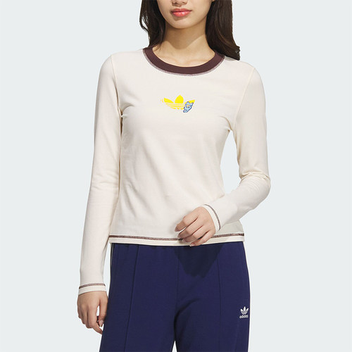 阿迪达斯女士修身圆领长袖T恤