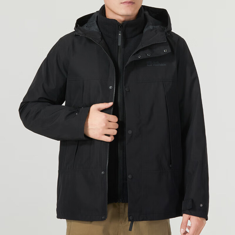 Jack wolfskin/狼爪正品简约男士三合一冲锋衣5123251-6000