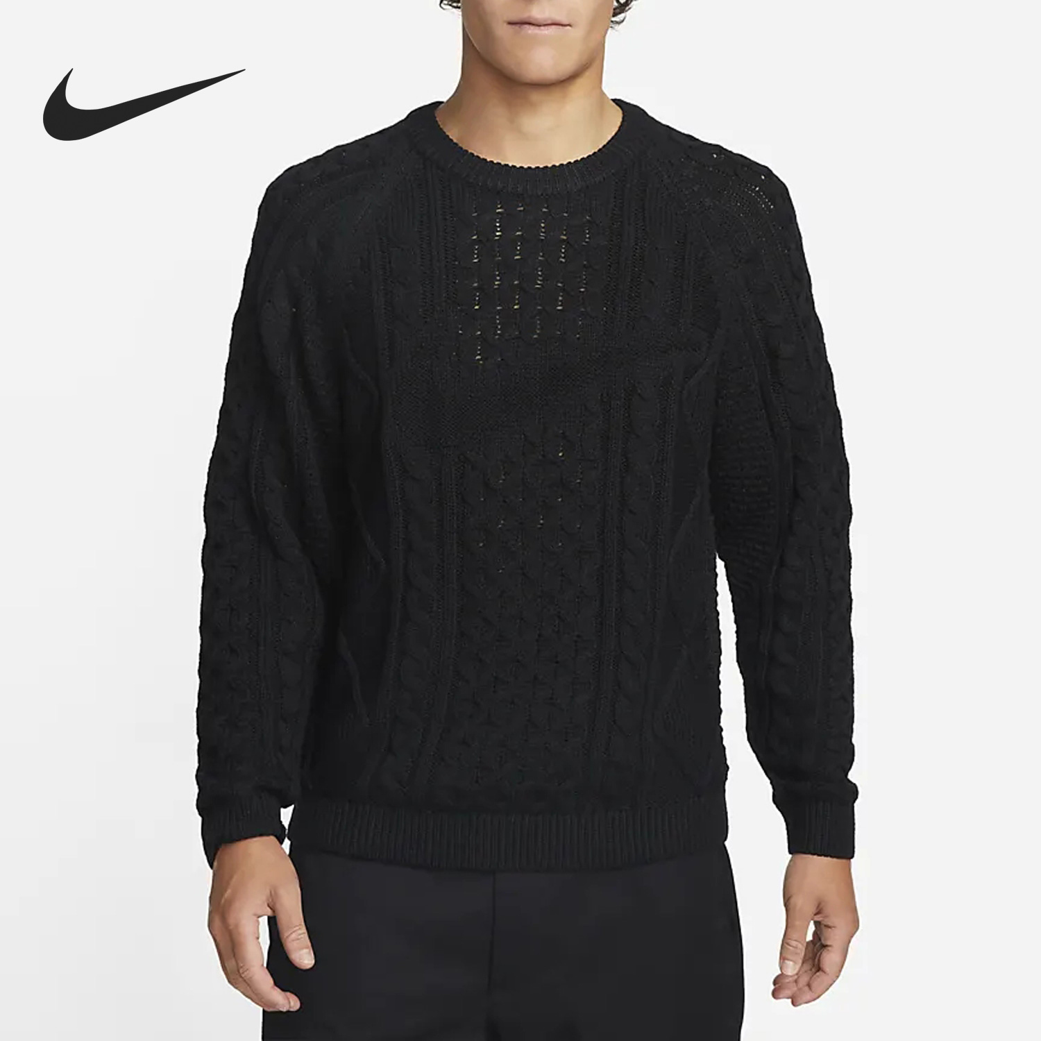 Nike/耐克官方正品冬季新款男子绞花针织毛运动毛衣DQ5177-010