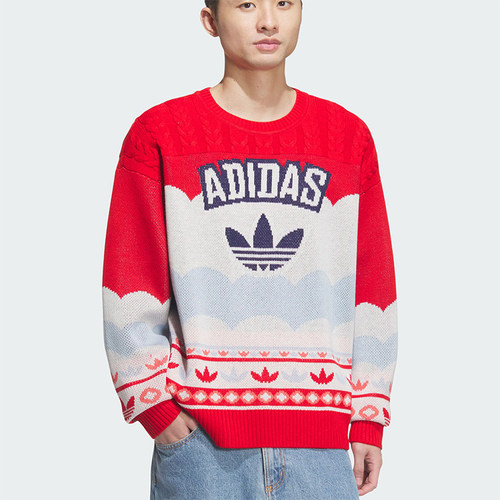 Adidas/阿迪达斯正品三叶草男女款圆领时尚长袖毛衣JL8367