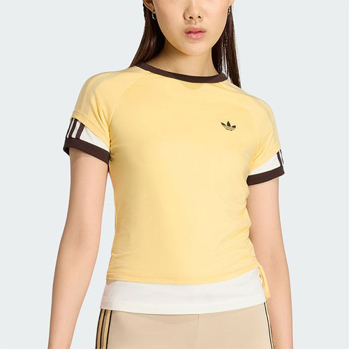 Adidas/阿迪达斯正品三叶草女士圆领双层运动修身短袖T恤KW4526