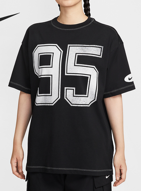 Nike/耐克官方正品2025女士运动休闲印花宽松透气短袖HV4973-010