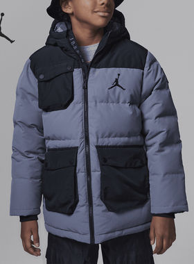 Nike/耐克正品JORDAN新款儿童灰黑色保暖夹克外套FV5800-084