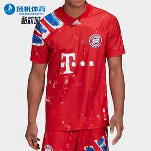 RACE男士 Adidas 阿迪达斯正品 HUMAN GJ9088 V领足球运动透气短袖