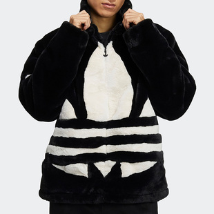 Adidas/阿迪达斯正品三叶草男女运动保暖立领毛绒外套 HC0323