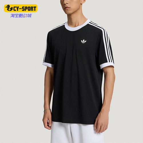Adidas/阿迪达斯正品三叶草男士运动条纹圆领短袖T恤LD6446