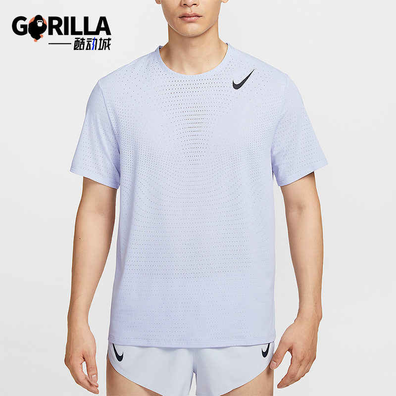 Nike/耐克正品Dri-FIT 男士圆领透气网眼跑步训练短袖HJ3378-057
