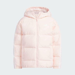 儿童休闲连帽三条纹羽绒服KC5920 2025秋冬款 Adidas 阿迪达斯正品