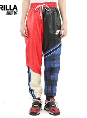 Nike/耐克正品新款女红色合身拼色复古经典运动长裤CI7918-010