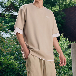 休闲印花宽松运动短袖 Adidas 男士 新款 T恤JD0383 阿迪达斯官方正品