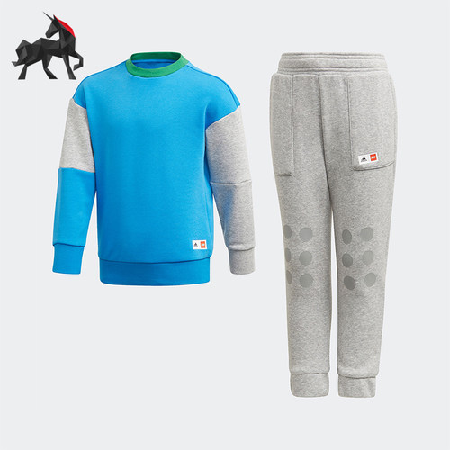 Adidas/阿迪达斯正品2025小童潮流时尚宽松圆领运动套装GN6828