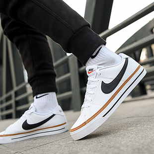 Nike耐克鞋子正品白色鞋皮面板鞋男鞋低帮休闲鞋防滑运动鞋DH3162