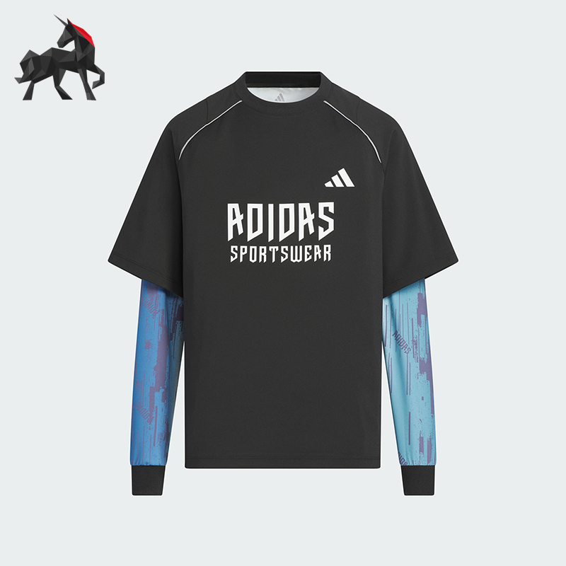 Adidas/阿迪达斯正品JK BTS 2IN1 TEE儿童套头宽松拼接长袖KC2548