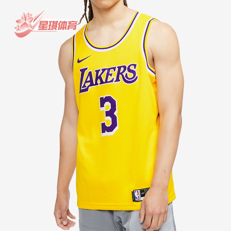 Nike/耐克正品男洛杉矶湖人队篮球秋衣透气无袖背心T恤AA7099-742