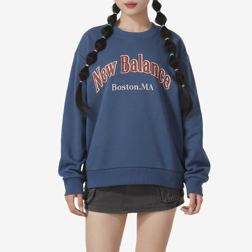 New Balance/NB正品运动女子加绒保暖圆领卫衣套头衫AWT44313-VTI