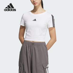 阿迪达斯官方正品 SHIRT女士短款 Adidas JZ2313 透气修身 休闲短袖