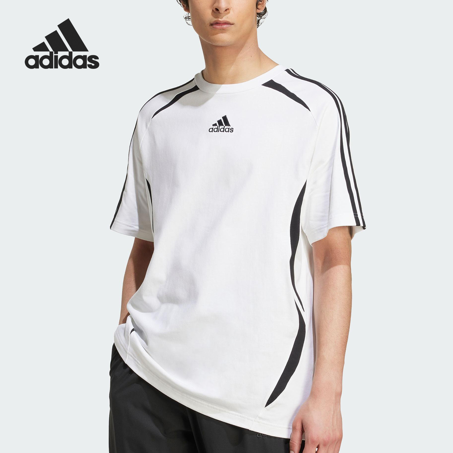 阿迪达斯男士足球透气针织短袖