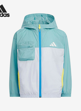 Adidas/阿迪达斯正品新款儿童浅蓝白色轻盈经典夹克外套KH0264