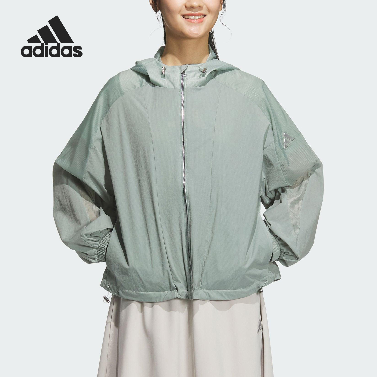 Adidas/阿迪达斯正品新款女士户外梭织连帽夹克外套JZ1657