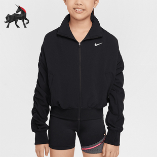 Nike 2025大童运动训练梭织时尚 拉链立领外套HJ5192 010 耐克正品
