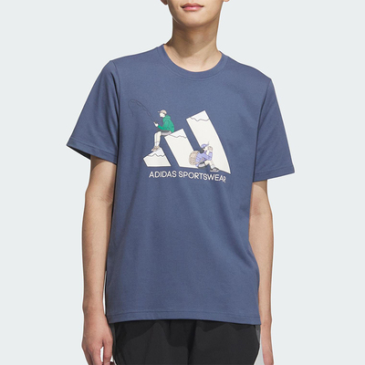 Adidas/阿迪达斯正品2025新款男女同款休闲透气运动圆领T恤KB7749