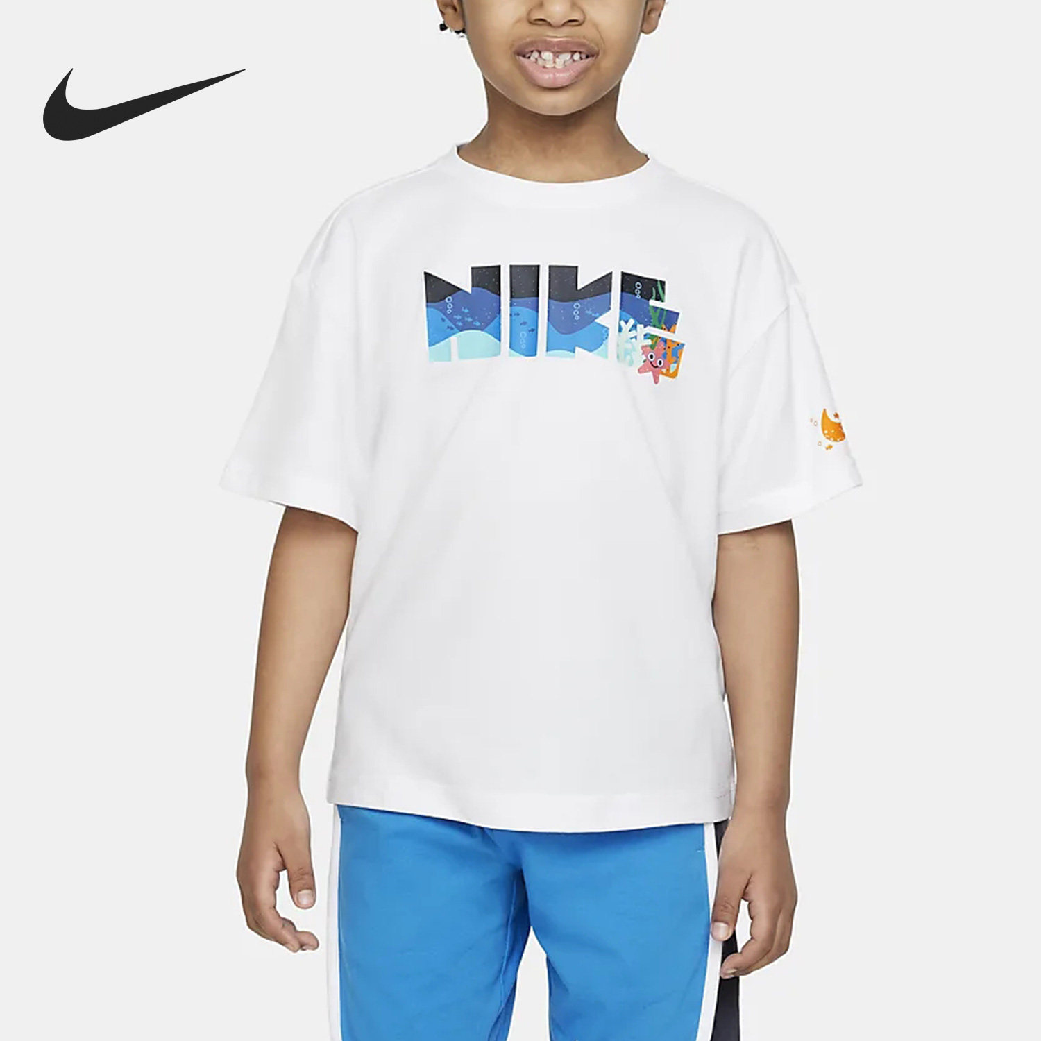 Nike/耐克正品CORAL REEF小童休闲短袖圆领T恤衫FQ0635-100