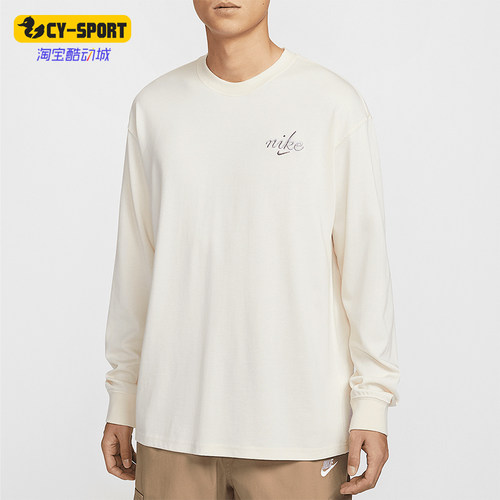 Nike/耐克正品Sportswear男士刺绣圆领长袖T恤HQ8166-901