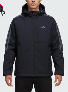 Adidas/阿迪达斯正品Softshell男士连帽经典拉链软壳外套KR2498