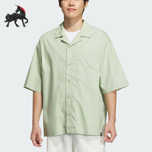Adidas/阿迪达斯正品夏季男士宽松运动休闲经典翻领衬衫JL6056