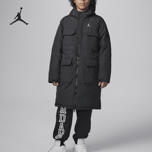 Nike/耐克正品JORDAN大童保暖连帽宽松休闲羽绒服HQ7067-010