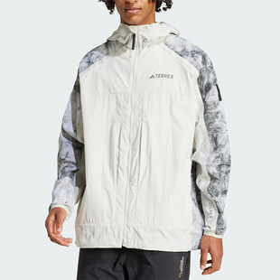 男士 Adidas 阿迪达斯正品 2025春秋款 拼接连帽外套JD5838 户外经典