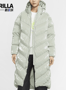 Nike/耐克正品WINDPUFFER女士连帽长款亮面棉服FV7828-370