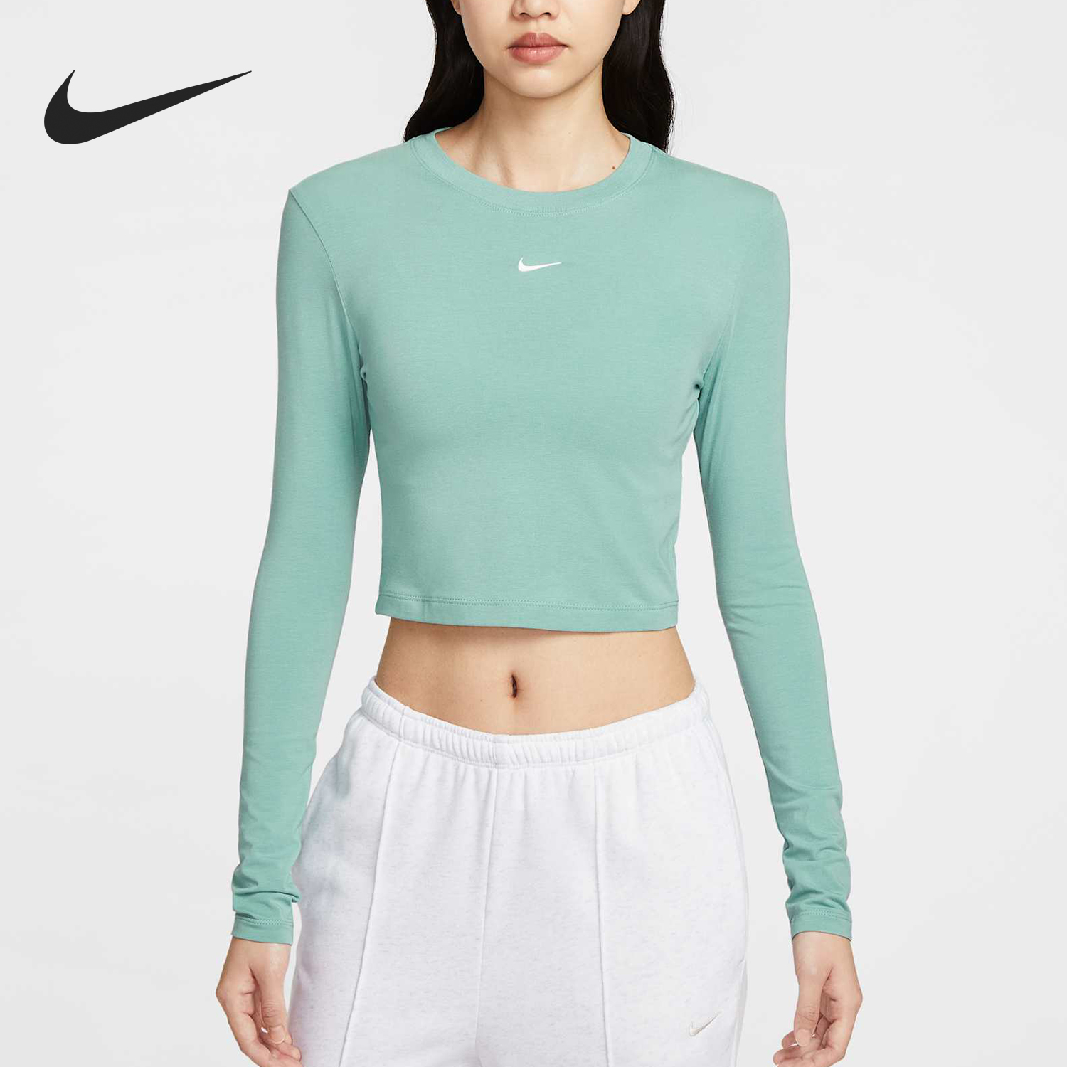 Nike/耐克正品2025秋季女士运动圆领短款日常长袖HF5323-018