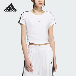 阿迪达斯官方正品 SHIRT女士修身 Adidas KB7752 短款 休闲透气短袖