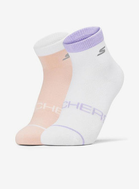 Skechers/斯凯奇正品四季款女童日常短筒袜两双装P424G051-04LX