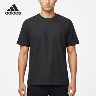 Adidas/阿迪达斯官方正品新款男黑色训练轻盈速干短袖T恤KW4763