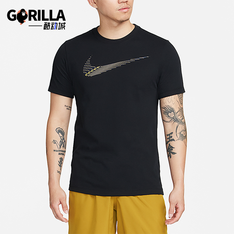 Nike/耐克正品2025男士耐穿圆领套头透气运动健身短袖FJ2465-010